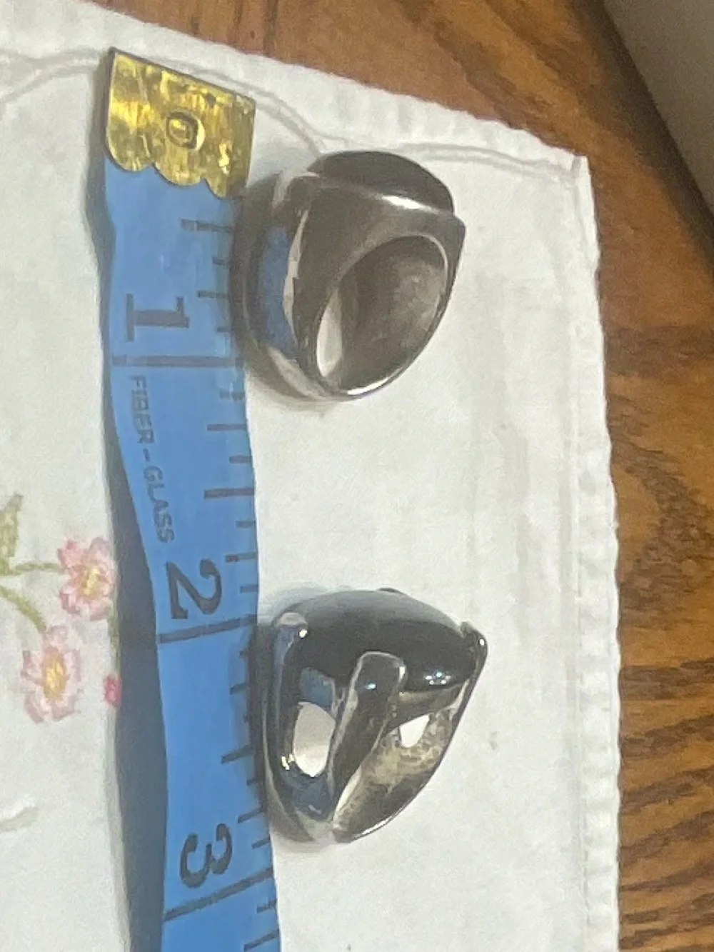 Vintage Cat's Eye Statement Ring Lot (2) Grey Blue & Black Moon Glow Size 6 Boho